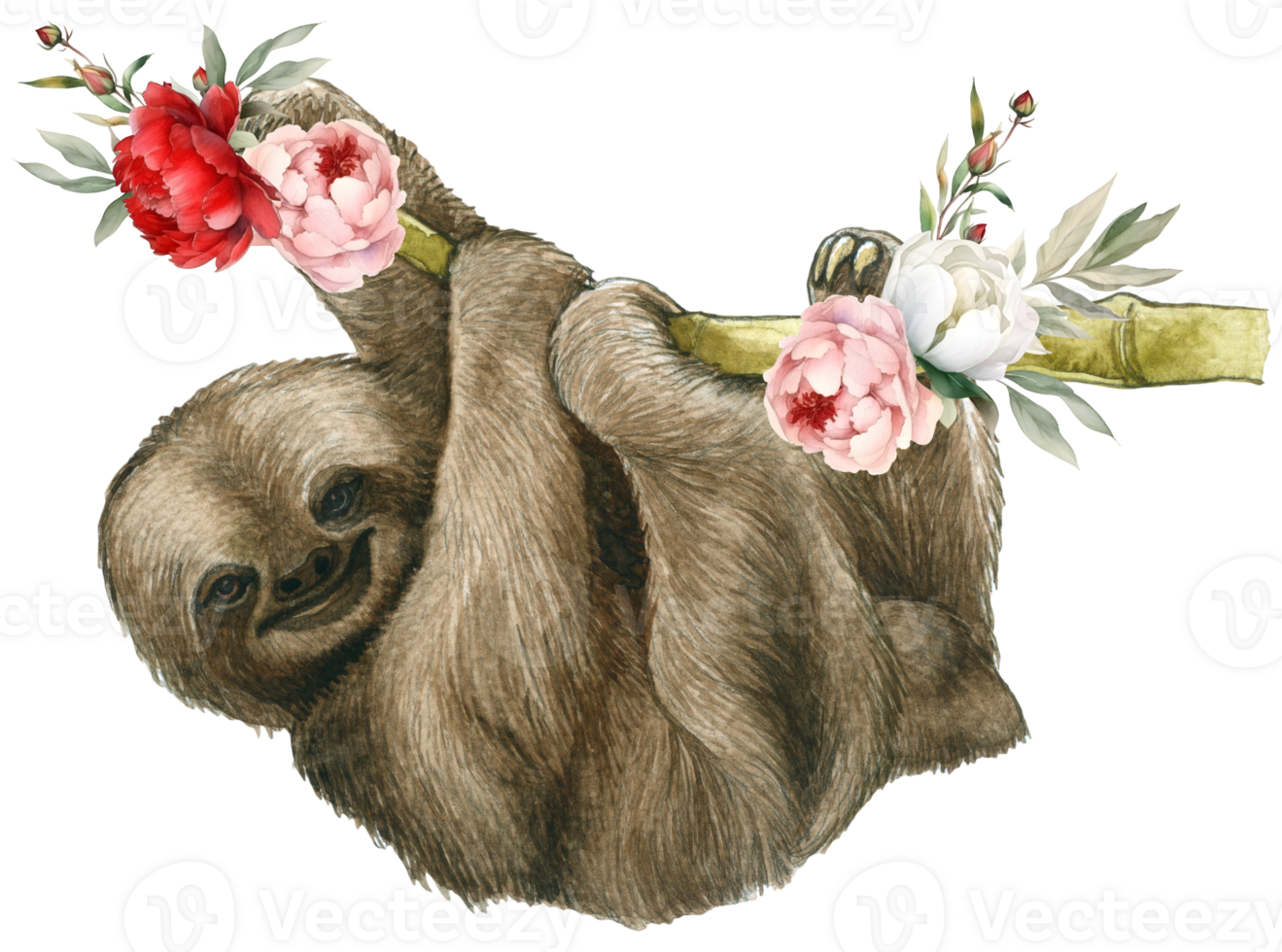 Sloth watercolor animal wildlife adorable animal png