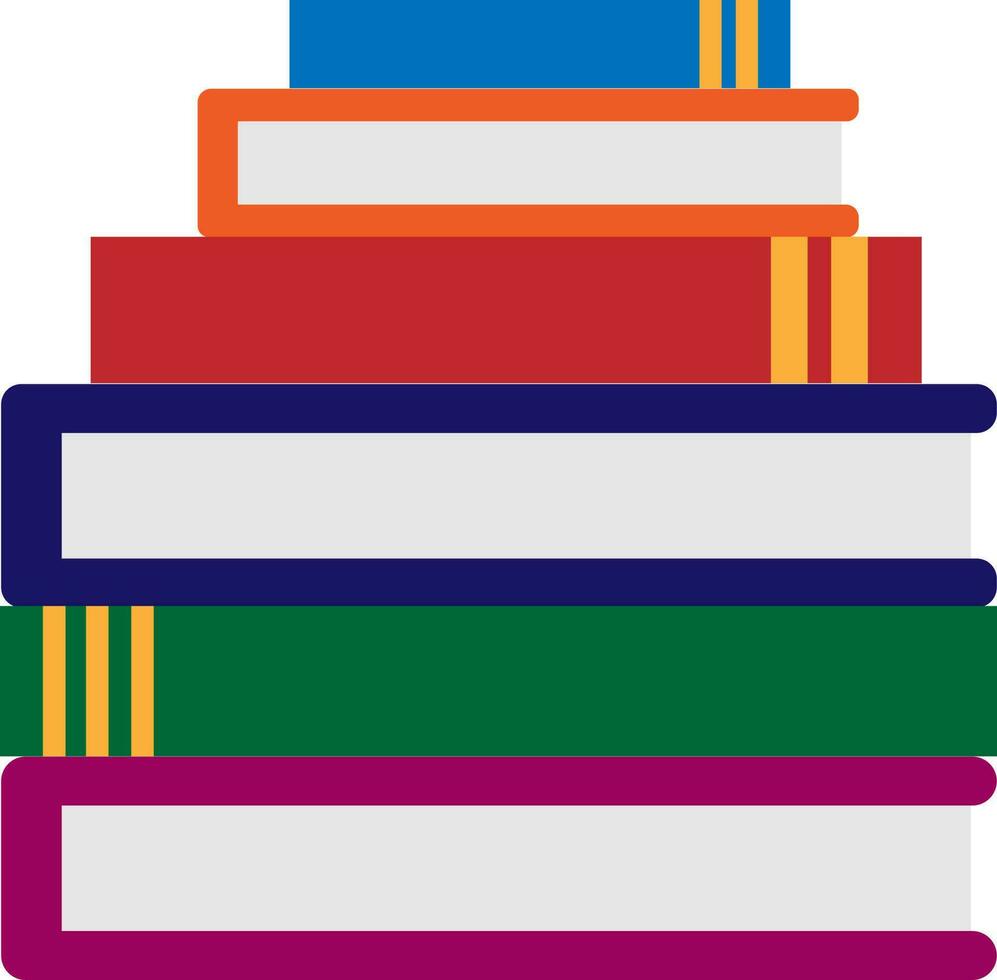 Vector illustration of pile of books for school and college in cartoon style