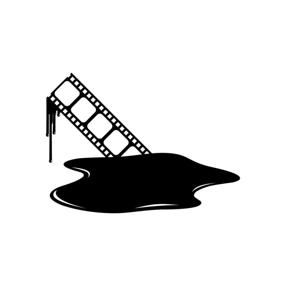 Silhouette of the Bloody Filmstrip Sign for Movie Icon Symbol with Genre Horror, Thriller, Gore, Sadistic, Splatter, Slasher, Mystery, Scary or Halloween Poster Film Movie. Vector Illustration