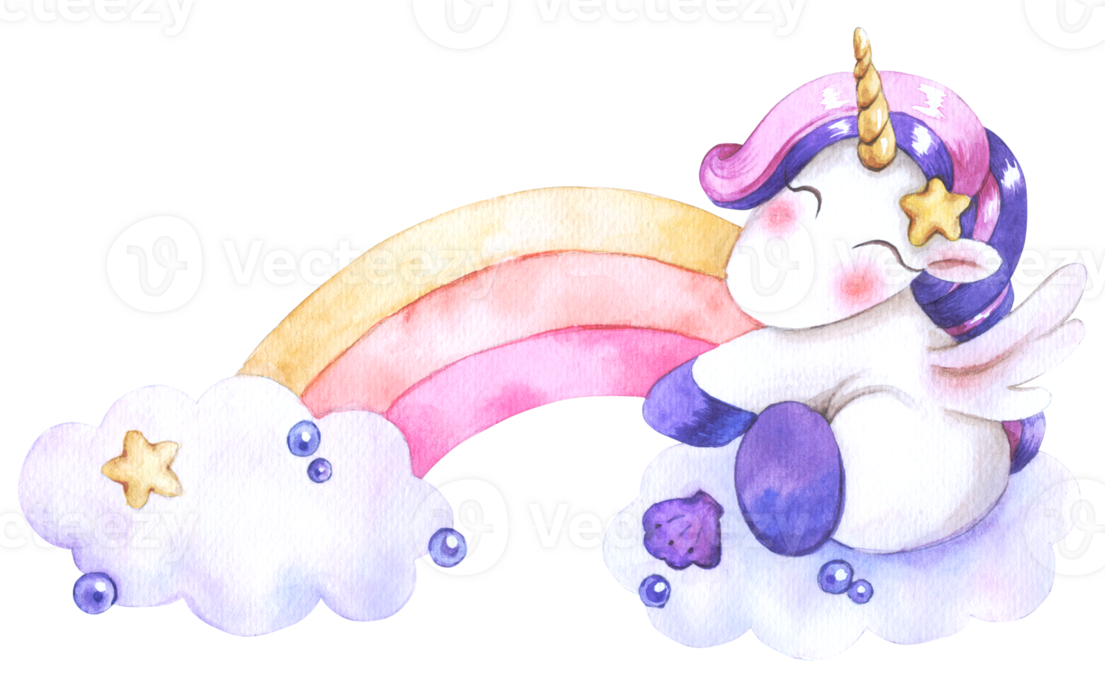 Unicorn cartoon character watercolor png