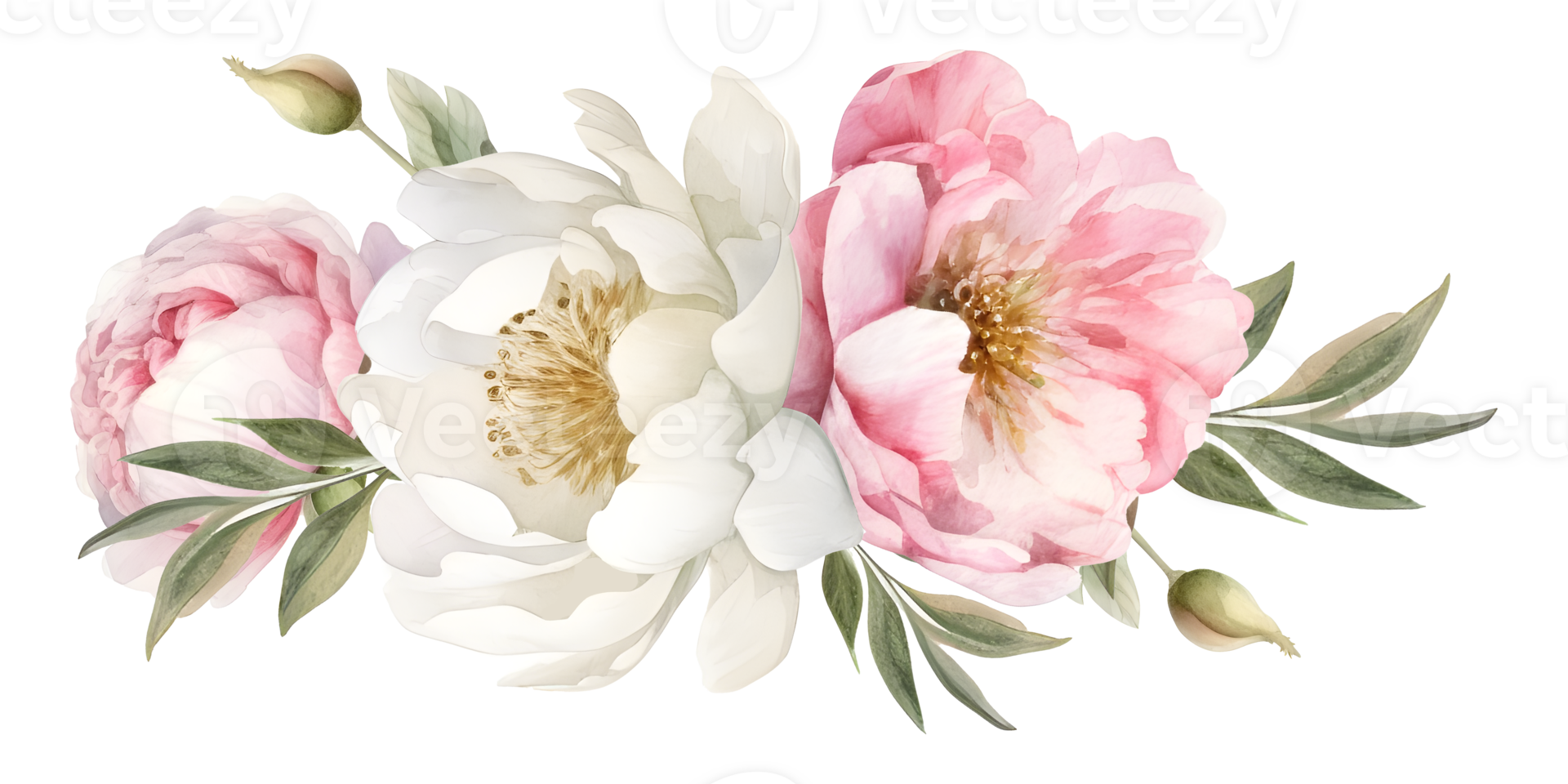 Vintage peony Flower watercolor element png