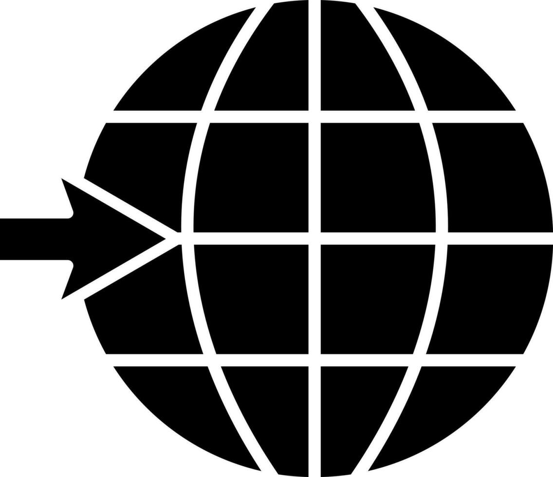Flat style globe with arrow icon. vector