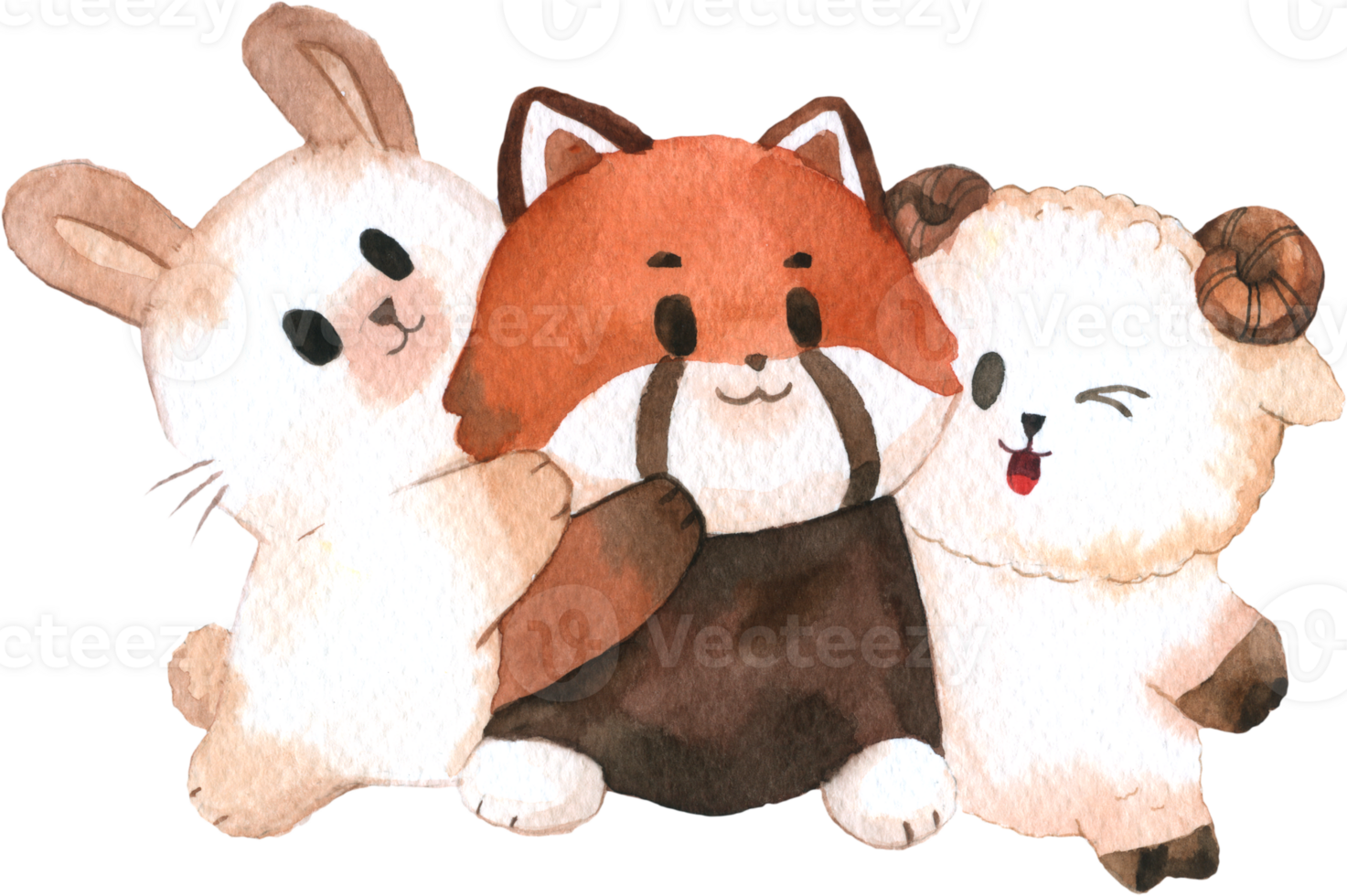 Friendship day watercolor character cartoon cute png