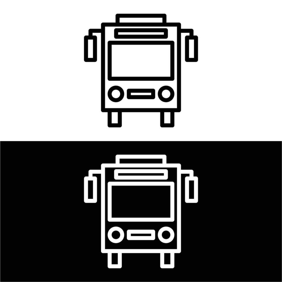 Bus Line Vector Icon on white and black background