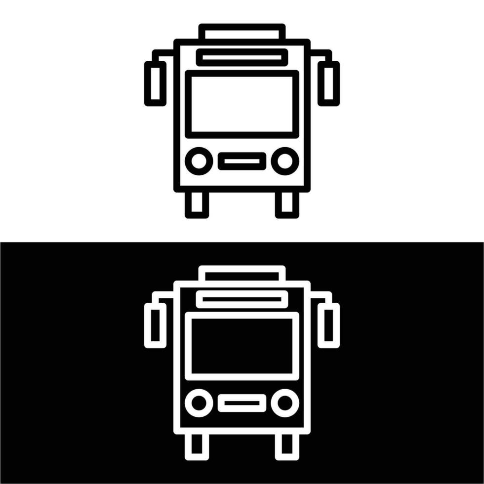 Bus Line Vector Icon on white and black background