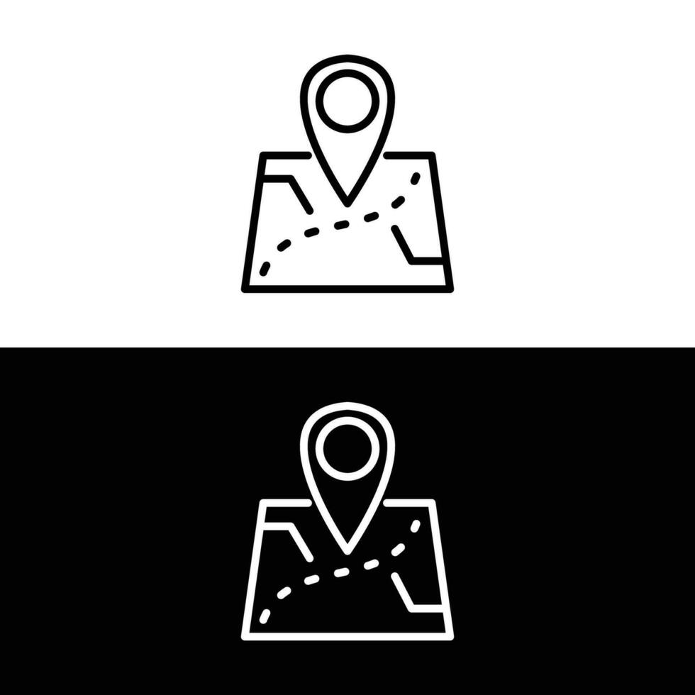 Flat location icon, map icon. Vector Map with Label Icon. Map with a pin. Treasure map
