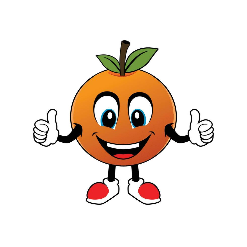 sonriente naranja Fruta dibujos animados mascota dando pulgares arriba .ilustración para pegatina icono mascota y logo vector