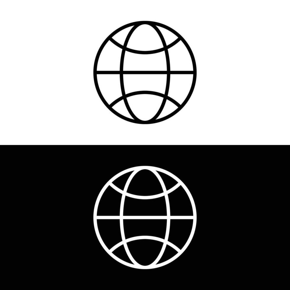 earth line vector icon on white and black background