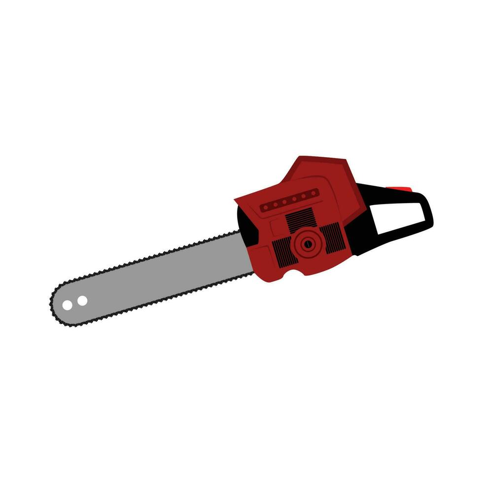 Chainsaw on white background. Lumberjack tool. Woodcutter saw sign. flat style. vector