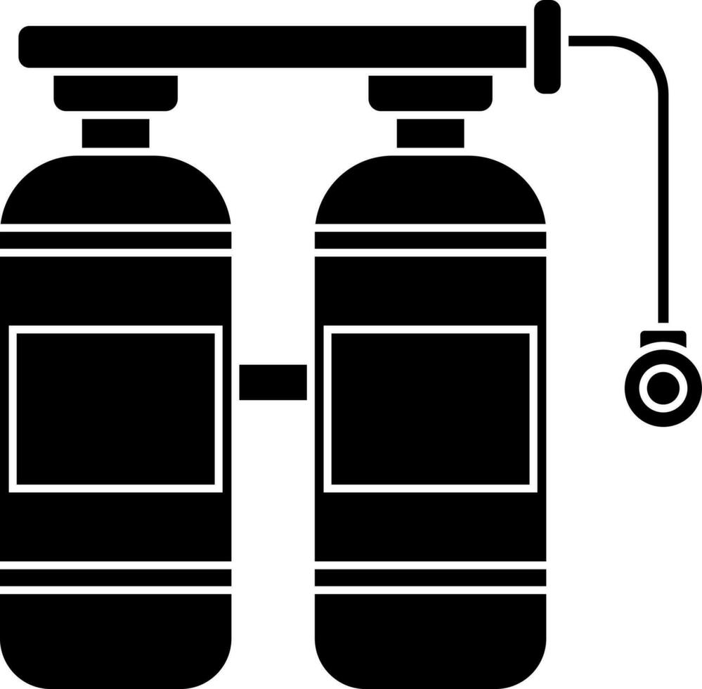 Oxygen gas cylinder icon in flat style. vector