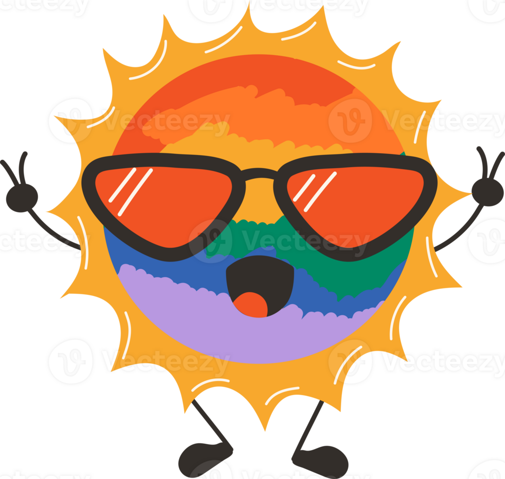 Cute happy funny rainbow sun with kawaii eyes png