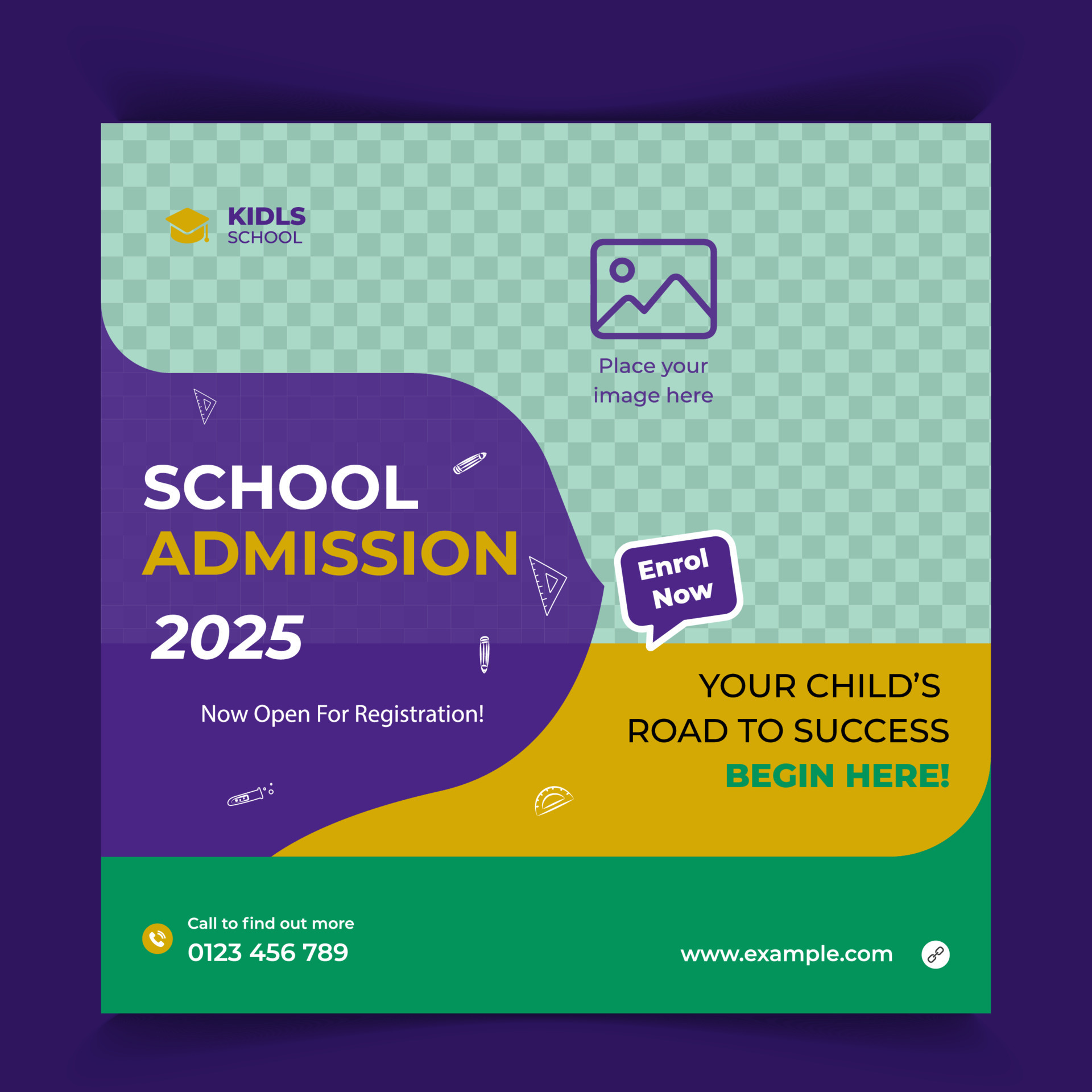 A Green And Yellow Poster For School Admission Design For Your School a-green-and-yellow-poster-for-school-admission-design-for-your-school