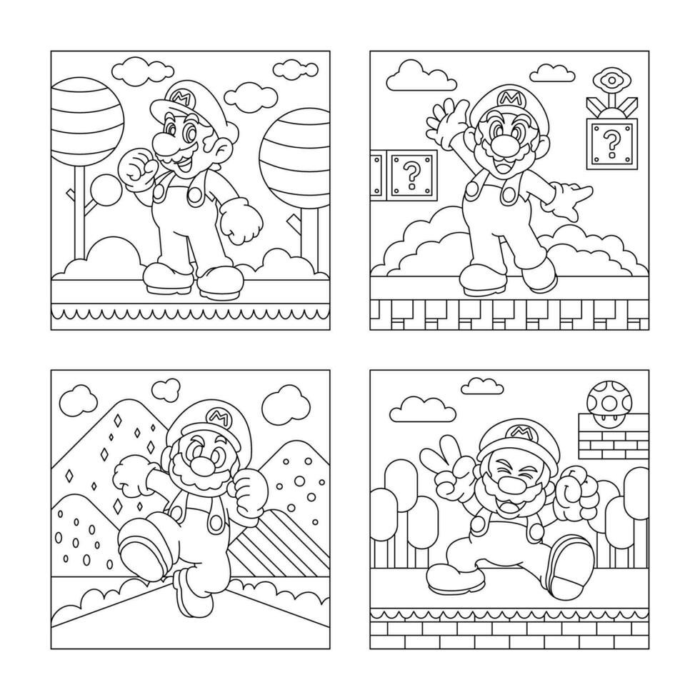 Hero Plumber in Coloring Book Pages vector