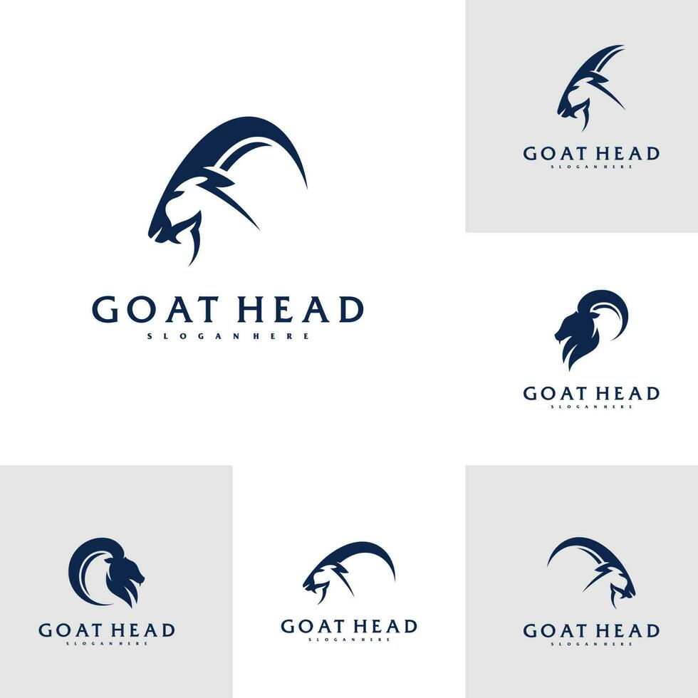 Set of Goat Head logo template, Creative Goat logo design vector