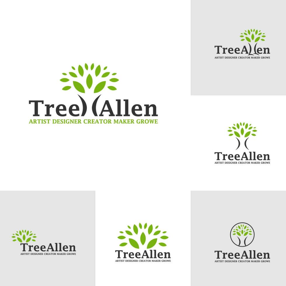 Set of Tree logo template, Creative Nature logo design vector, Tree logo concept vector