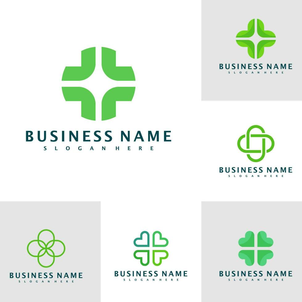 Set of Clover leaf logo template, Creative Clover leaf logo design vector, Health logo concepts vector