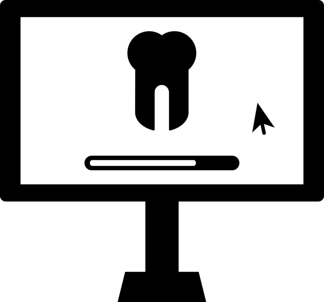 Dental data loading in desktop. Glyph sign or symbol. vector