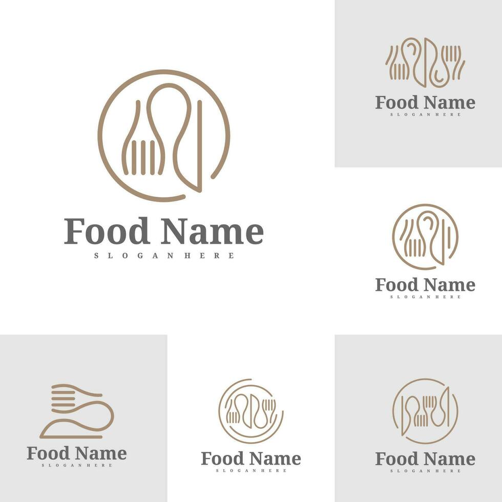 conjunto de comida logo plantilla, creativo comida logo diseño vector, comida logo conceptos vector