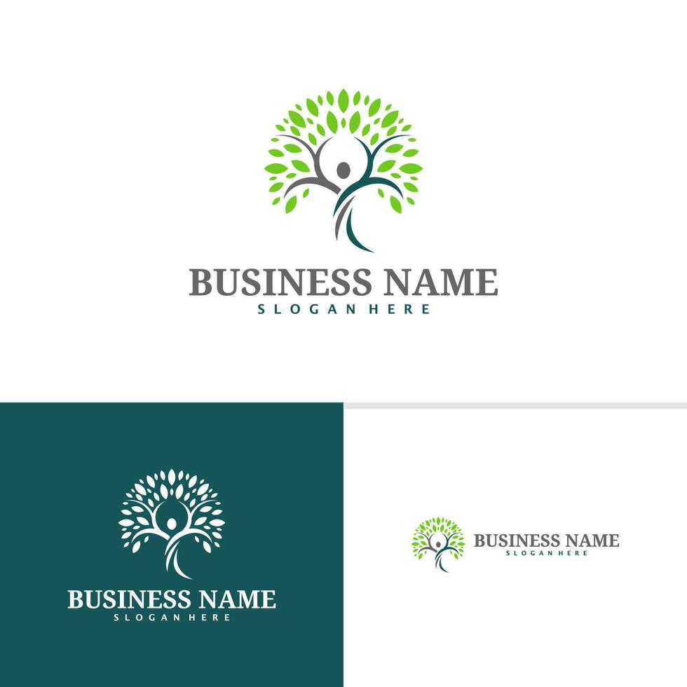 personas árbol logo plantilla, creativo naturaleza logo diseño vector, árbol logo concepto vector