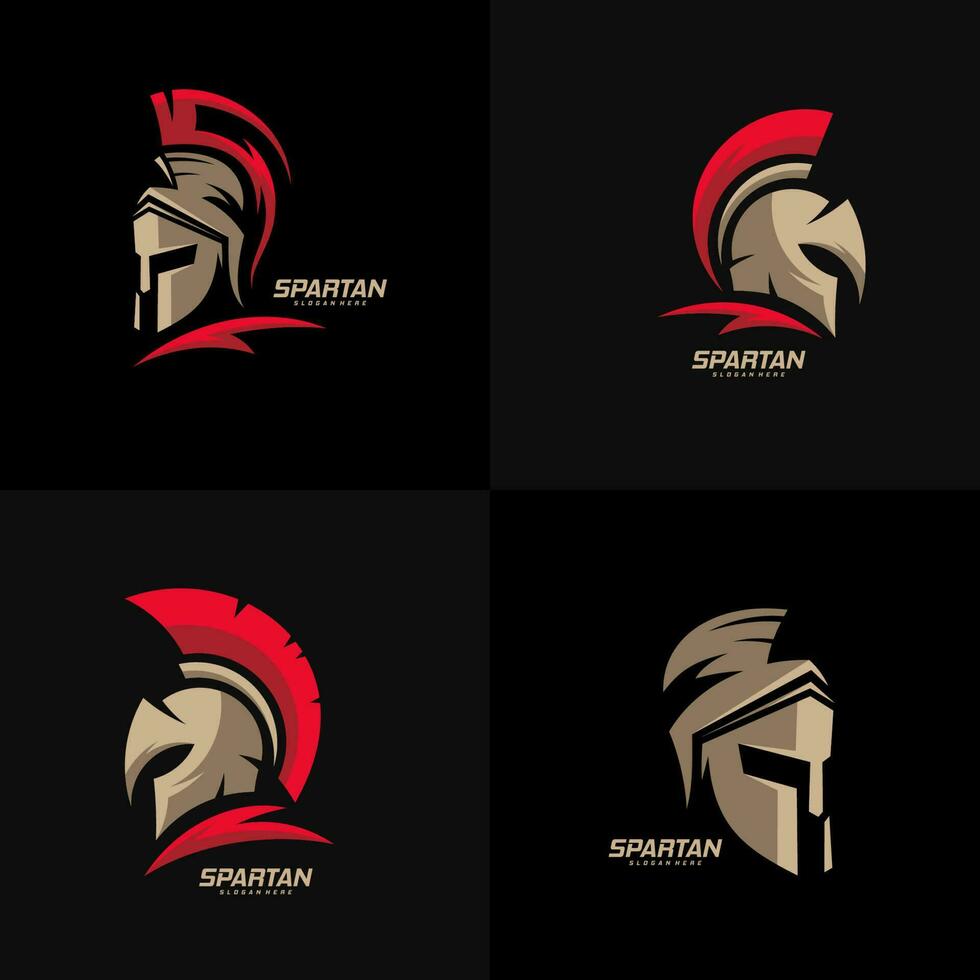 Set of Spartan Logo Template Vector, Creative Sparta Logo Vector, Spartan Helmet Logo vector