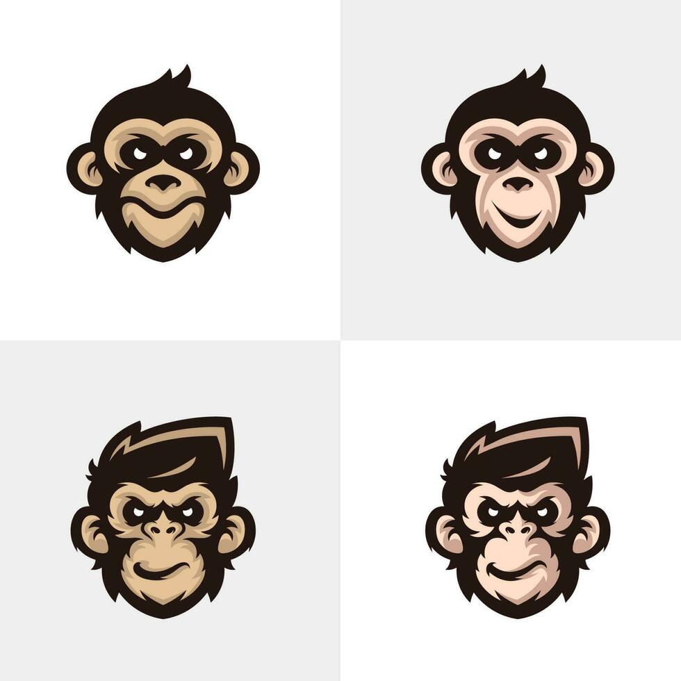 Set of Head Monkey Mascot logo template Vector. Creative Monkey Logo Vector