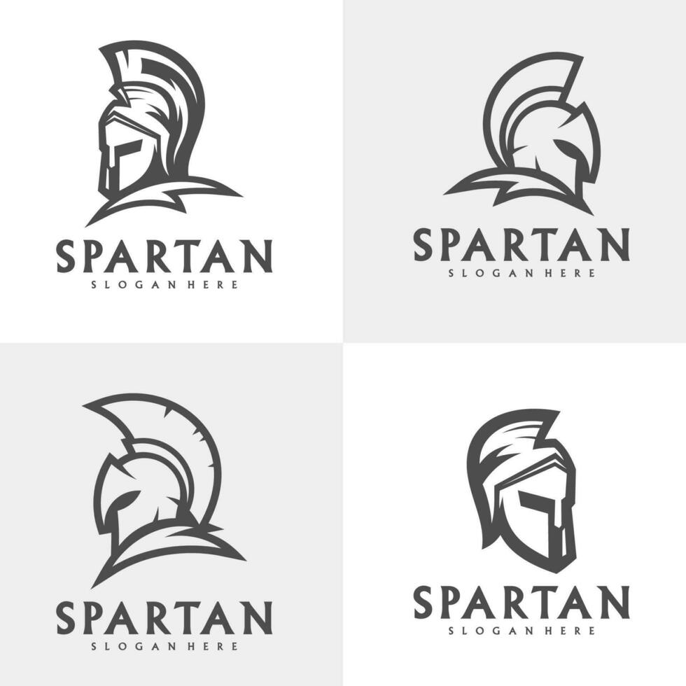 conjunto de espartano logo modelo vector, creativo Esparta logo vector, espartano casco logo vector