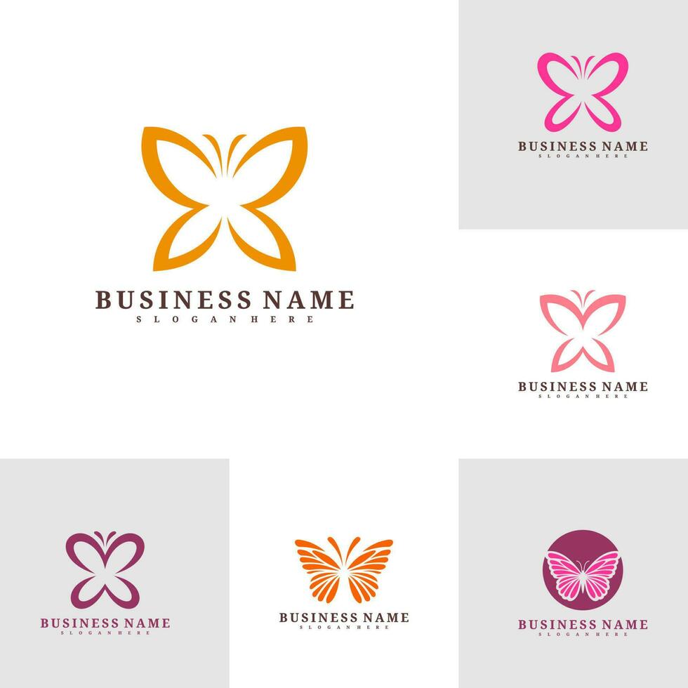Set of Butterfly logo template, Creative butterfly logo design vector