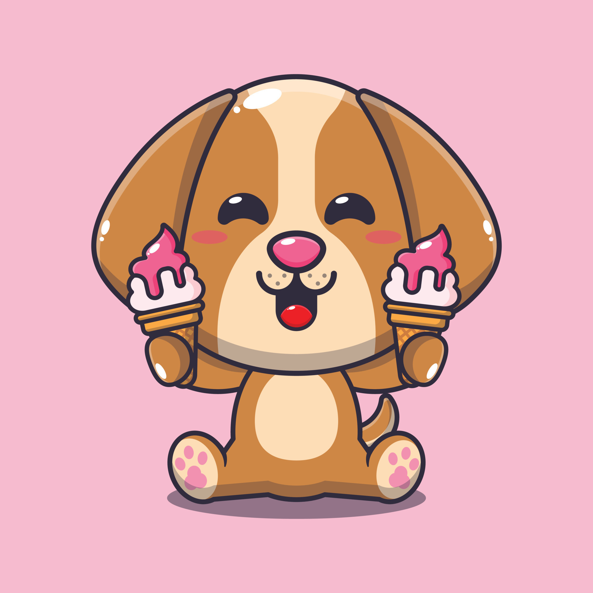dog with ice cream cartoon vector illustration. 24249798 Vector Art at
