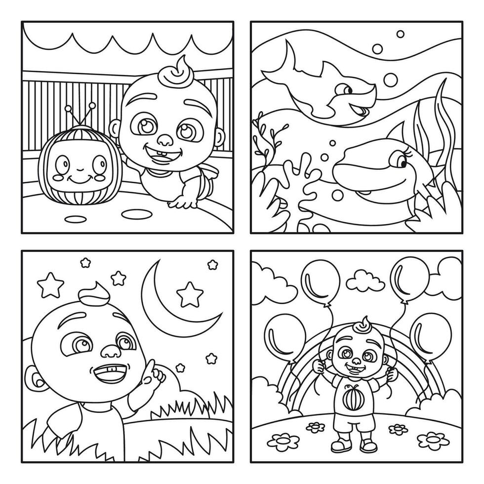 Cute Toddler Activities Coloring Pages vector