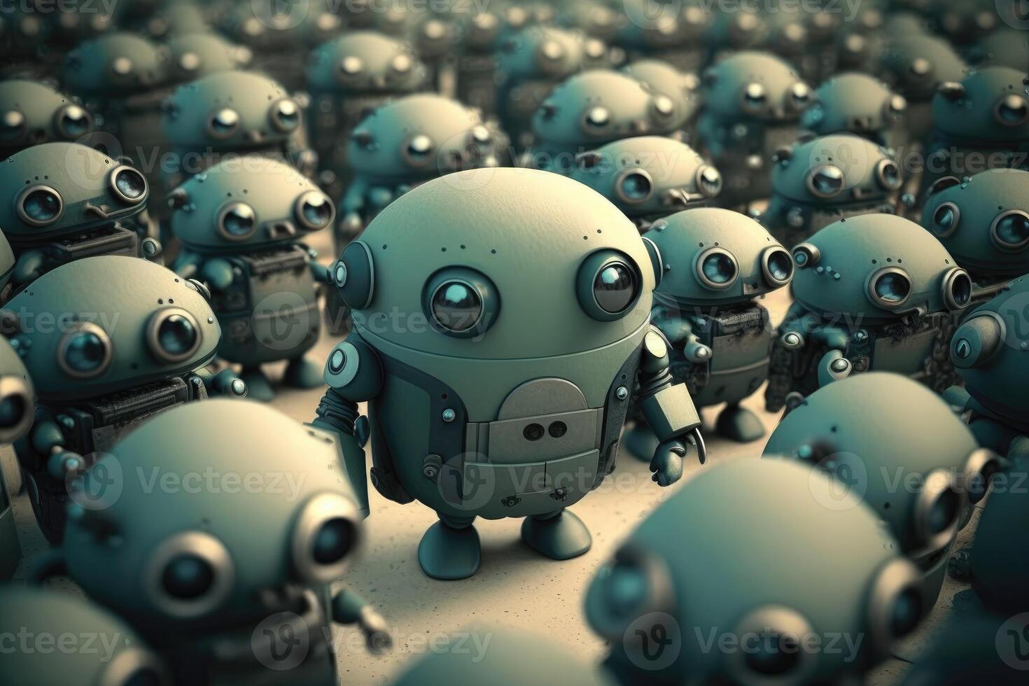 3D cute large robot army. photo