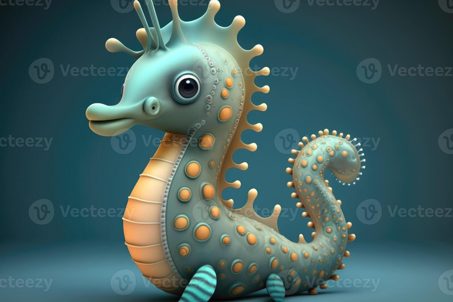 3D cute seahorse cartoon. photo