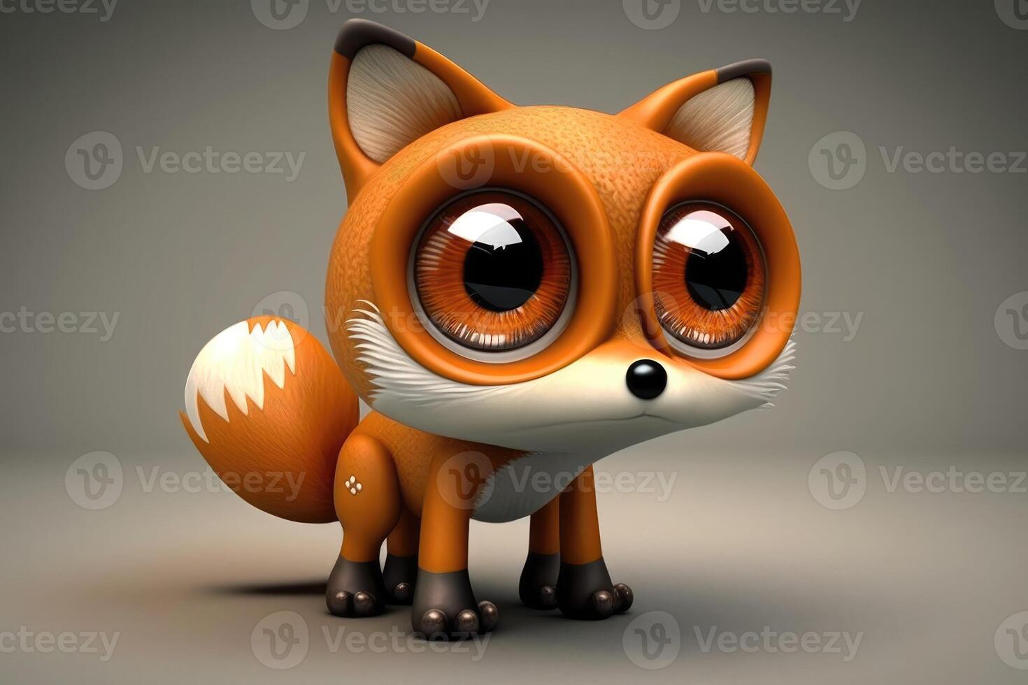 3D cute big eye fox cartoon. photo