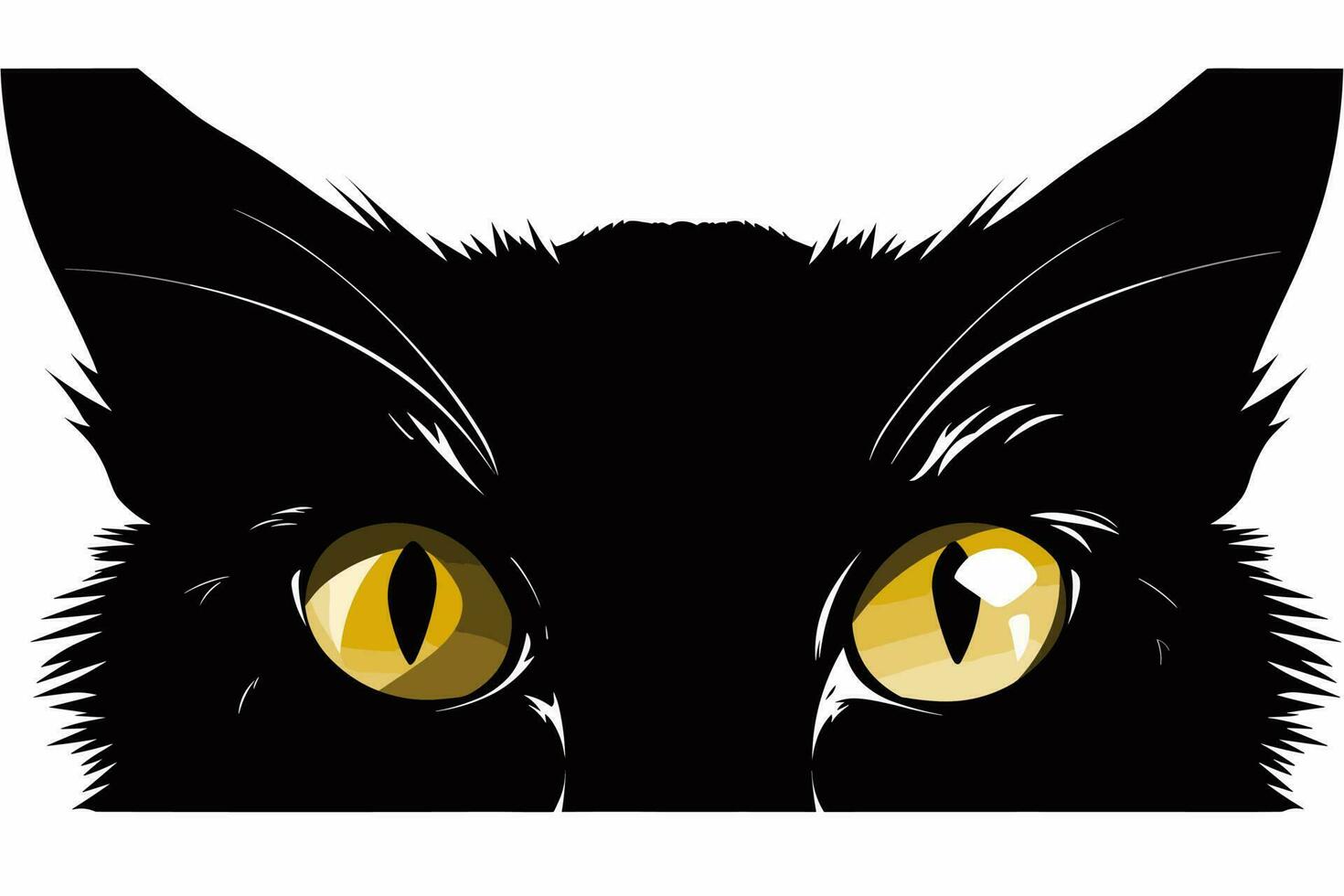 negro gato con amarillo ojos vector