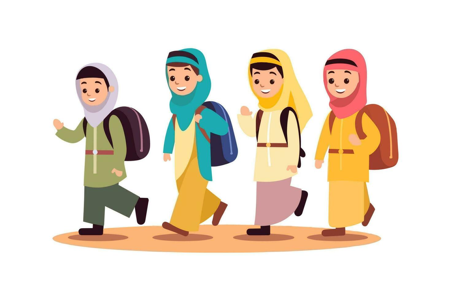 flat illustration of kids going to school vector