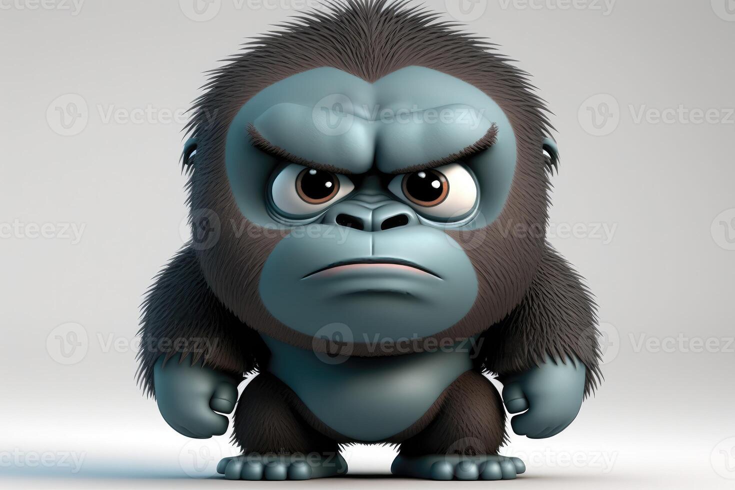 3D cute big eye gorilla cartoon. photo