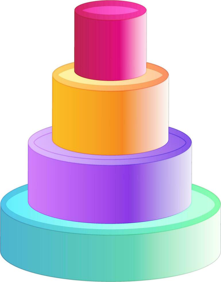 3 D concentric circles chart with four steps. vector