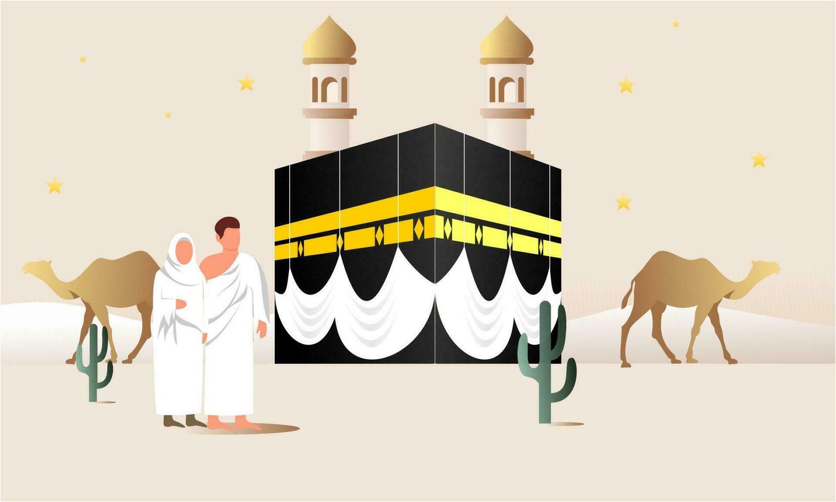 islámico peregrinaje Orando para hajj mabroor ilustración vector