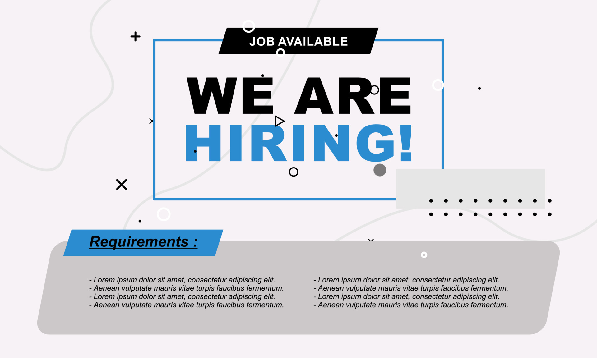 Recruitment advertising template. Digital announcement job vacancies