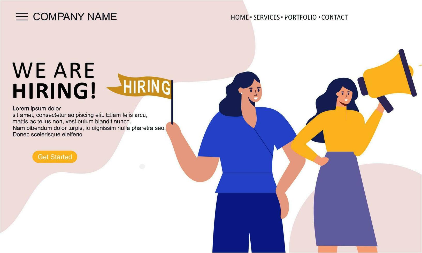 We are hiring landing page vector