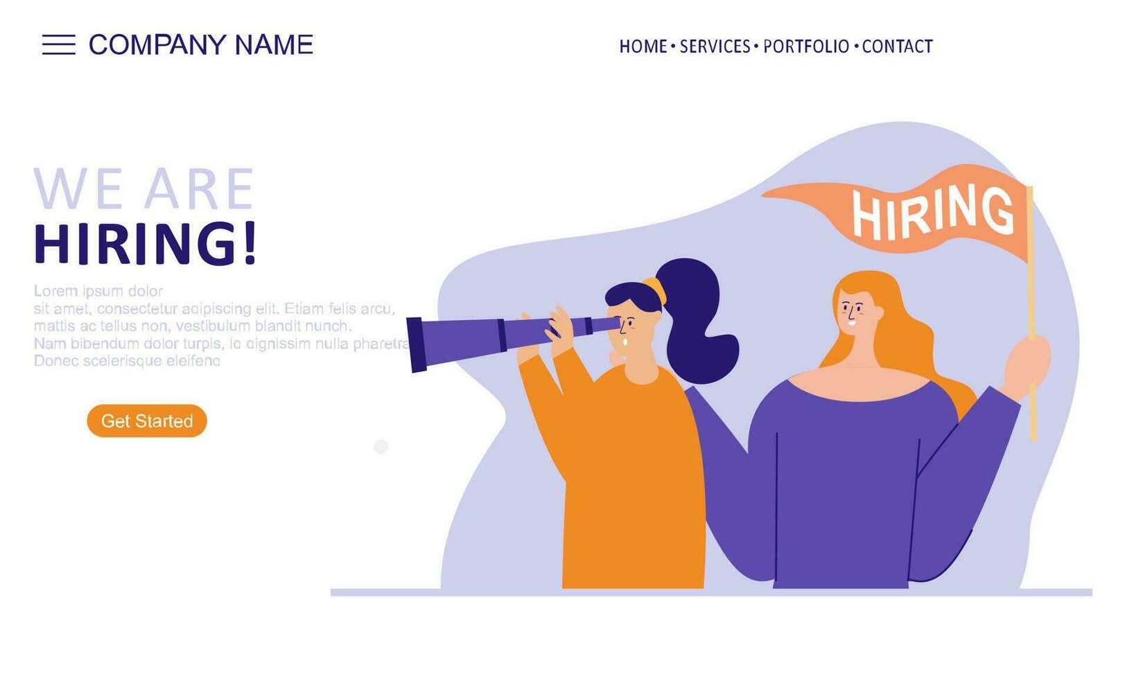 We are hiring landing page vector