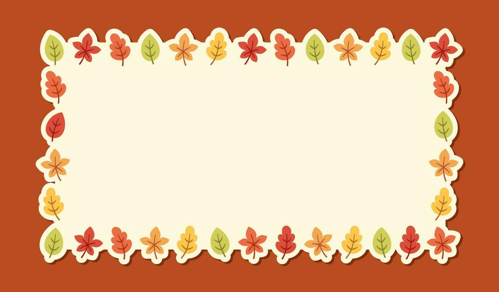 Rectangle autumn frame made of leaves. Modern vector illustration. Halloween, Thanksgiving fall border template.