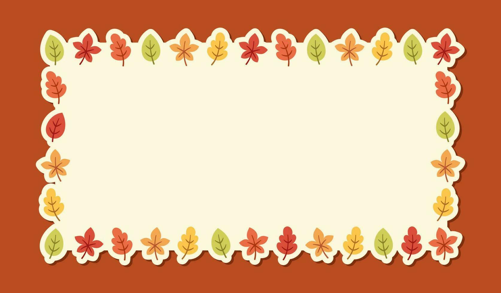 Rectangle autumn frame made of leaves. Modern vector illustration. Halloween, Thanksgiving fall border template.