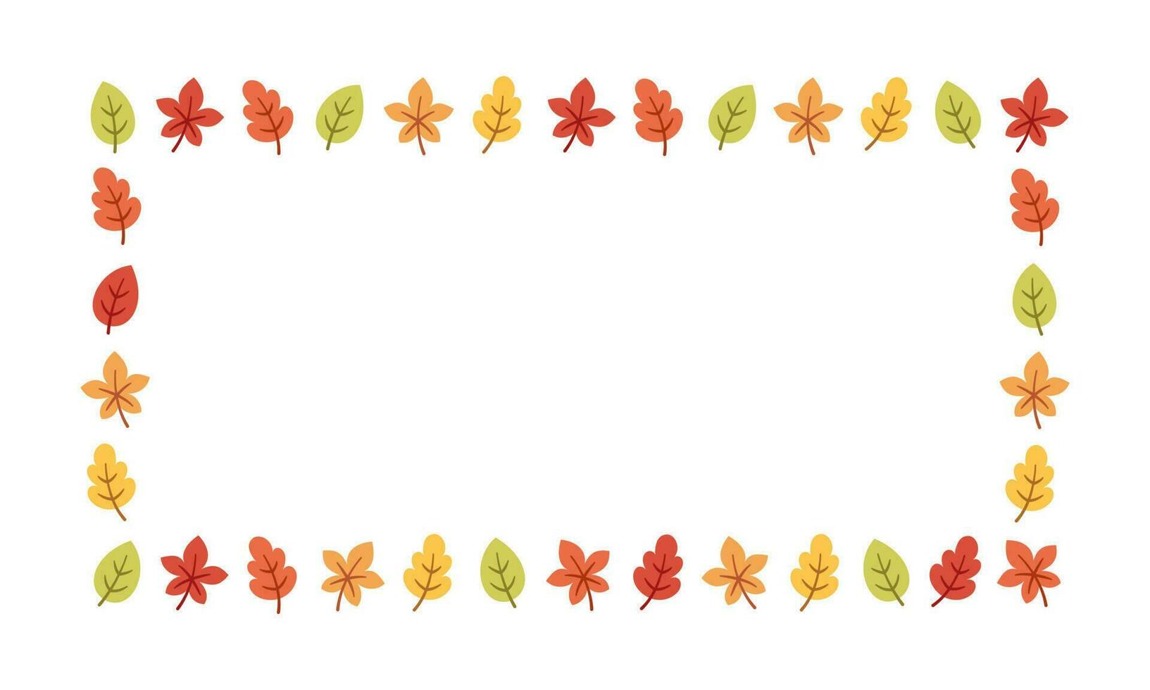 Rectangle autumn frame made of leaves. Modern vector illustration. Halloween, Thanksgiving fall border template.