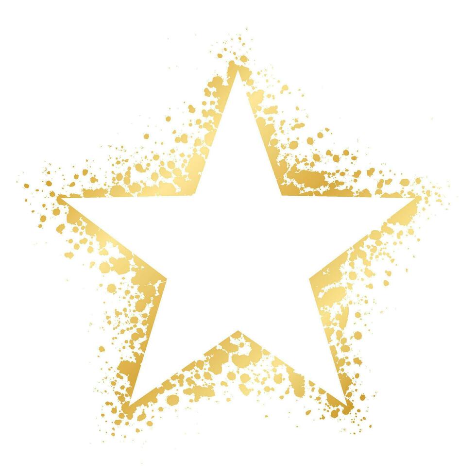 Abstract Star Shaped Gold Ink Splatter Graphic vector