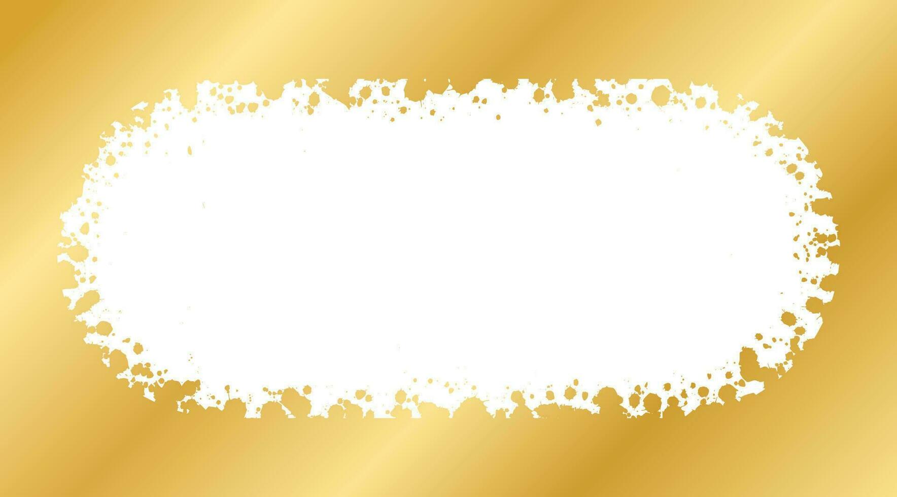 Abstract Gold Ink Splatter Frame. Golden foil spray banner border template. vector