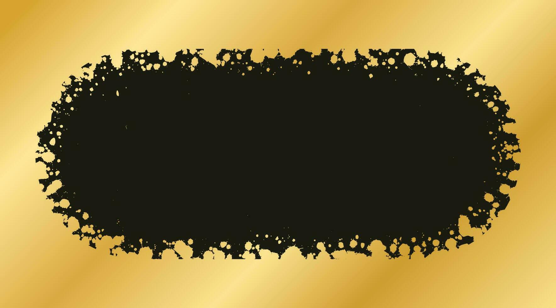 Abstract Gold Ink Splatter Frame. Golden foil spray banner border template. vector