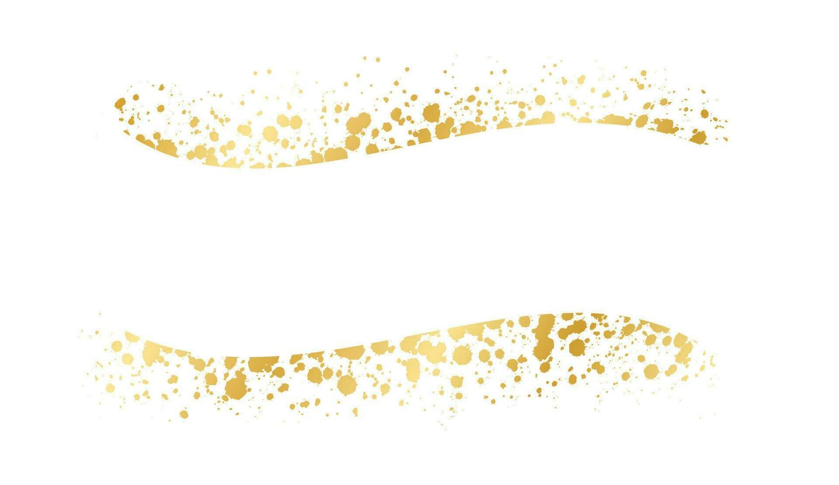 Abstract Gold Ink Splatter Ribbon Banner Frame. Golden foil spray banner border template. vector