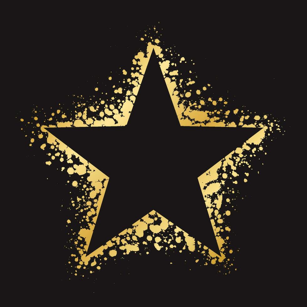 Abstract Star Shaped Gold Ink Splatter Graphic vector