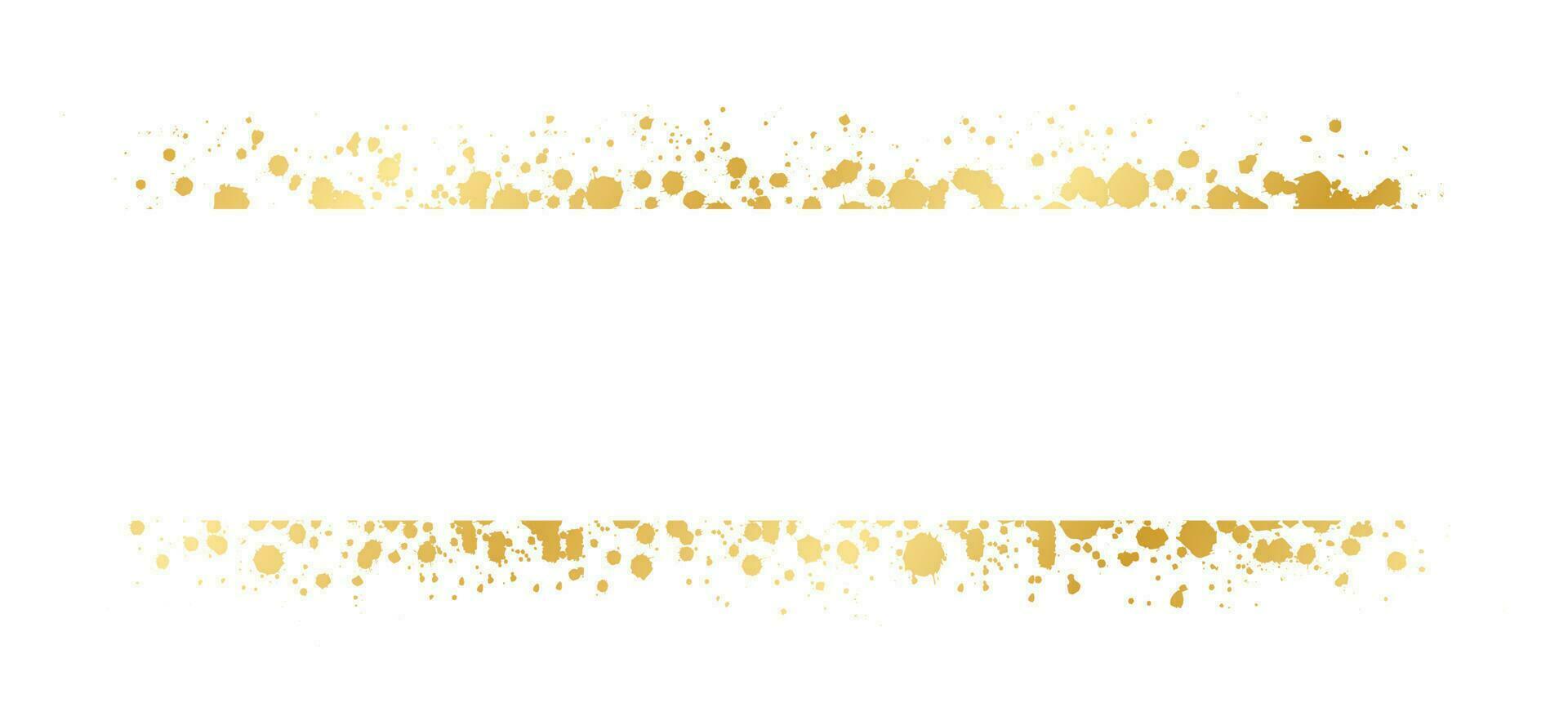 Abstract Gold Ink Splatter Ribbon Banner Frame. Golden foil spray banner border template. vector