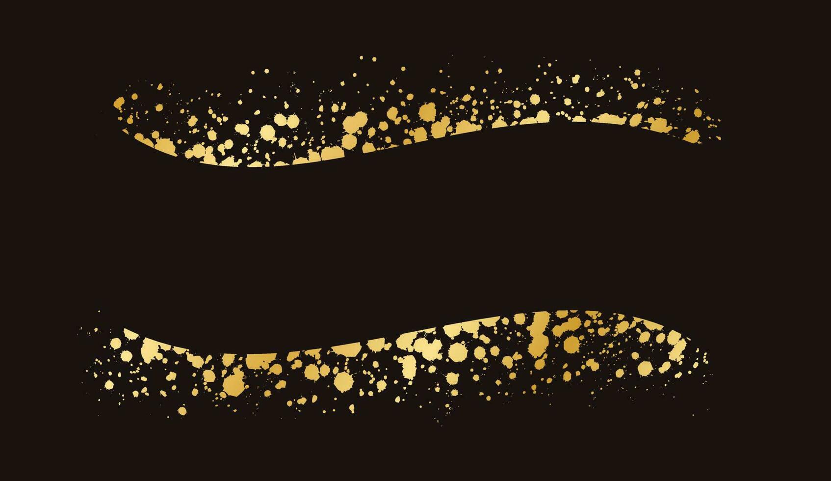 Abstract Gold Ink Splatter Ribbon Banner Frame. Golden foil spray banner border template. vector